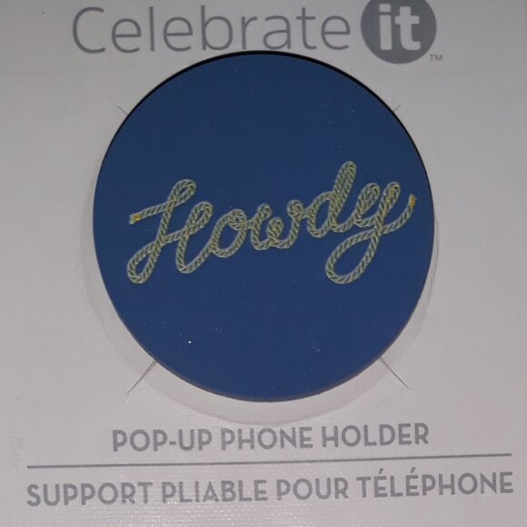 Pop Up Phone Button Holder pop socket style Medium Blue "Howdy" NEW in package - Picture 2 of 5